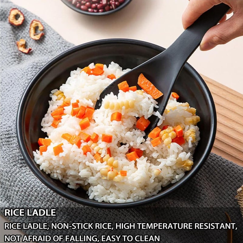 Comicfs 2Pcs Rice Paddle, Soup Spoon, Non-stick Heat- resistant Rice Spoon Scooper Spatula, Rice Paddle, Rice Cooker Spoons, Serving Spoons for Grains, Soup Mashed Potato (Black) - Image 4